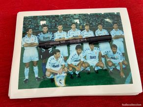 Collectionnisme sportif: F29715 FOTO FOTOGRAFIA ORIGINAL FUTBOL ONCE ALINEACION REAL MADRID BANDERIN BUTRAGUEÑO MILLA LAUDRUP